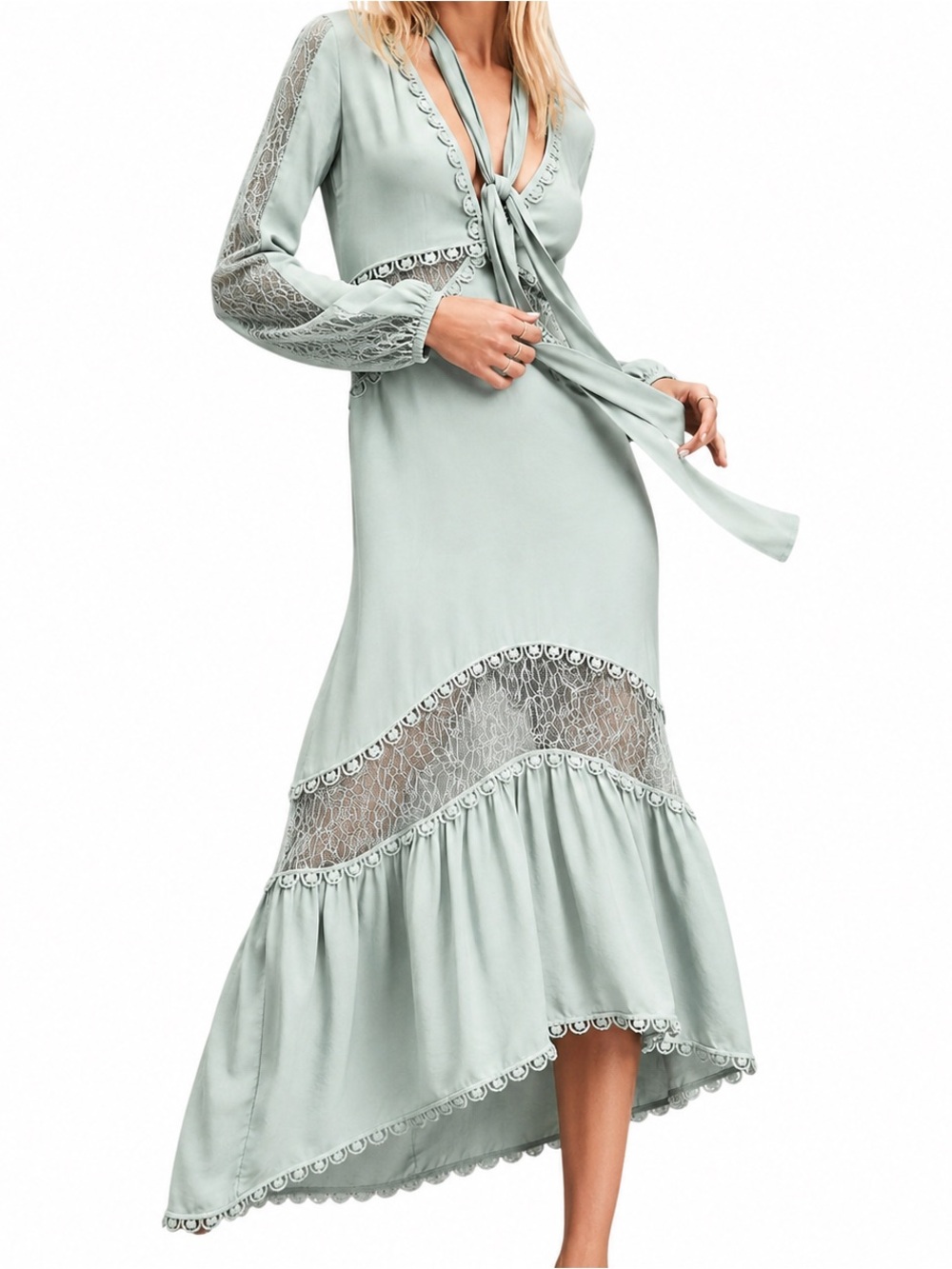 For Love And Lemons Green Sage Maxi Dress - S